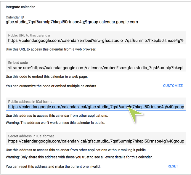 The link PlaceCal needs in the URL field when adding a Calendar